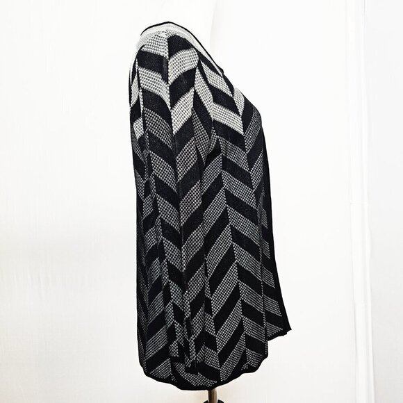 Kasper Chevron Cardigan Black White Gray - Picture 4 of 4